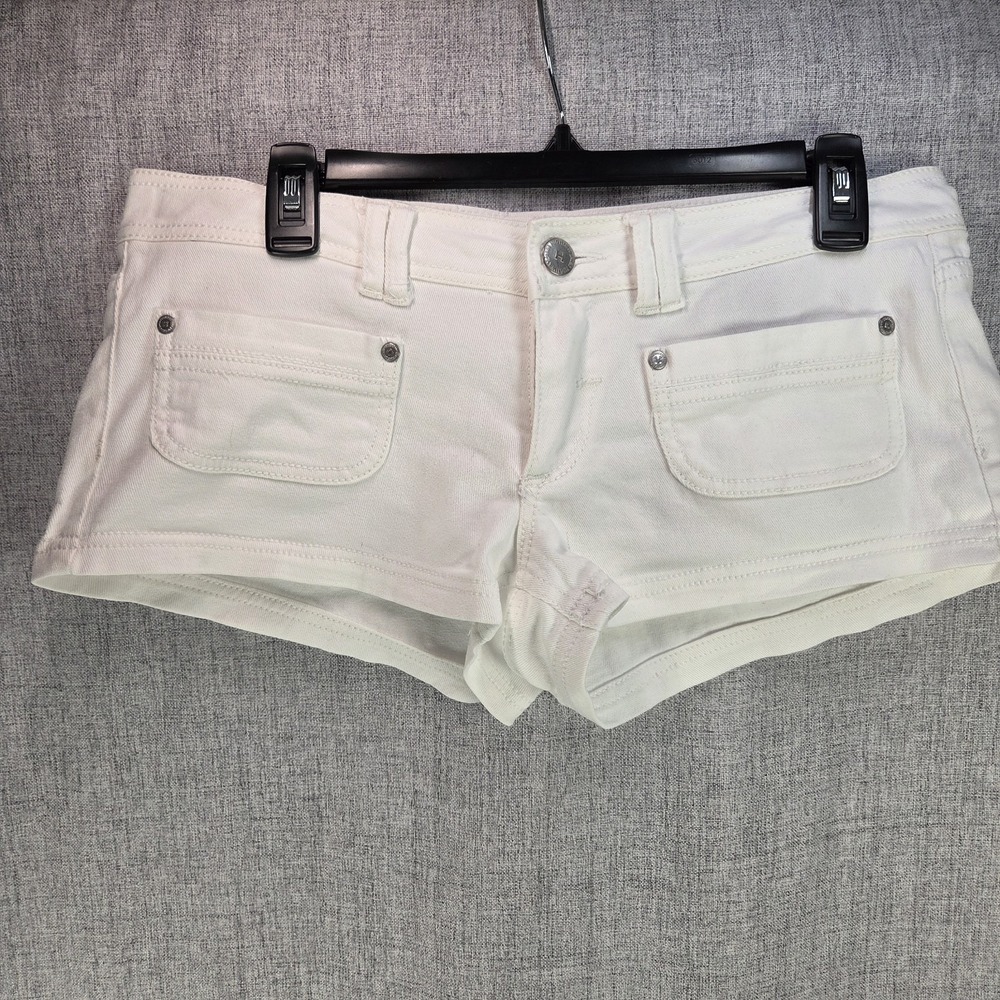 Highway Jeans Womens White Low Rise Stretch Denim Shorts Sz 7 Shortie Festival